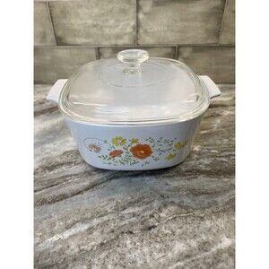 Vintage Corning Ware A-3-B Wildflower Poppy Casserole Dish 3 Qt Pyrex Lid A-9-C